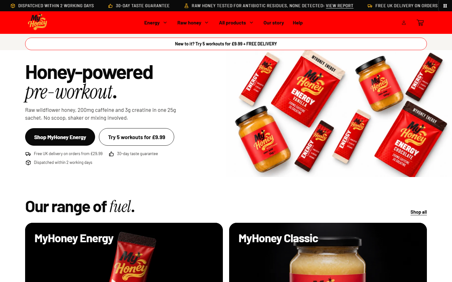 MyHoney website on desktop